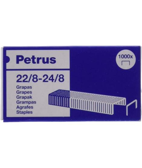 Petrus Caja de 1000 Grapas 228-248 Cobreadas - Hasta 40 Hojas - Patilla de 8mm