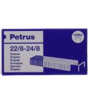 Petrus Caja de 1000 Grapas 22/8-24/8 Cobreadas - Hasta 40 Hojas - Patilla de 8mm