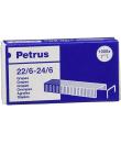 Petrus Grapas 22/6 Galvanizadas - Hasta 30 Hojas - Caja de 1000 Grapas - Patilla de 6mm