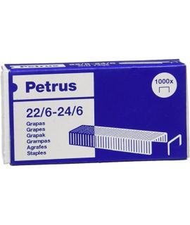 Petrus Grapas 226 Galvanizadas - Hasta 30 Hojas - Caja de 1000 Grapas - Patilla de 6mm