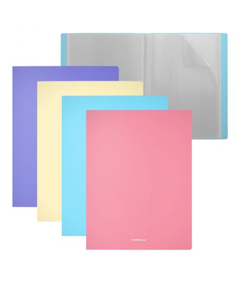 Erichkrause Pack de 4 Carpetas con Fundas Matt Pastel - 20 Fundas A4 - Colores Surtidos