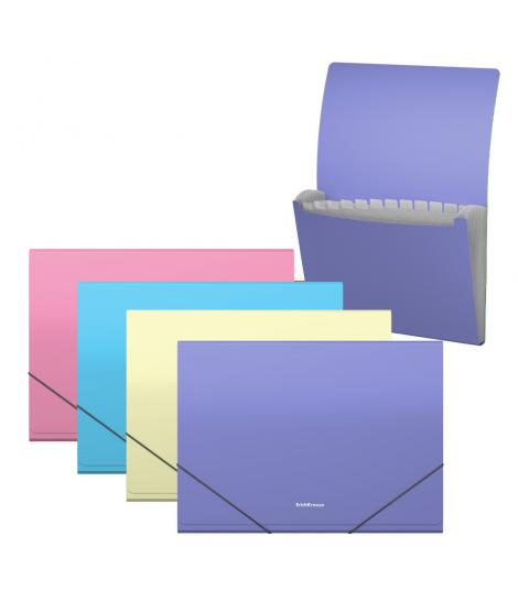 Erichkrause Pack de 4 Clasificadores Matt Pastel - 12 Fundas - Tamaño A4 - Colores Surtidos