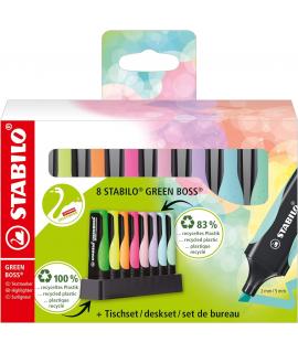 Stabilo Green Boss Set de Mesa de 8 Marcadores Fluorescentes - Fabricado con un 83% de Plastico Reciclado - Trazo entre 2 y 5mm 