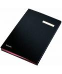 Esselte Portafirmas con 20 Separadores - Cubiertas Forradas de Plastico - Ventana Transparente en el Separador - Color Negro