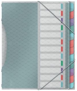 Esselte Colour'Breeze Clasificador con 12 Pestañas Multicolor - Para Formato A4 - 3 Solapas en la Contraportada - Polpropileno e