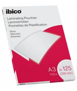 Ibico Caja de 100 Laminas de Plastificar Gloss A3 125 Micras - Acabado Cristalino de Alto Brillo - Tamaño A3 - Caja de 100 - Co