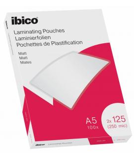 Ibico Caja de 100 Laminas de Plastificar Mate A5 125 Micras - Superficie Mate - Plastifica Papel, Fotos, Tarjetas de Visita - Tr