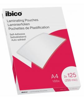 Ibico Caja de 100 Laminas de Plastificar Autoadhesivas A4 125 Micras  - Acabado Cristalino de Alto Brillo - Plastifica Papel, Fo