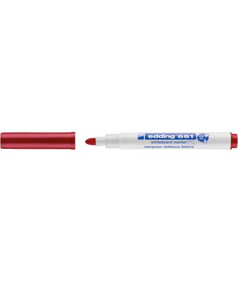 Edding 661 Rotulador para Pizarra Blanca - Punta Redonda - Trazo entre 1 y 2 mm. - Tinta Pigmentada - Borrable en Seco - Color R