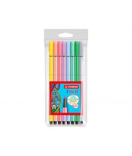 Stabilo Pen 68 Pack de 8 Rotuladores Acuarelables - Punta de Fibra - Trazo de 1mm aprox. - Tinta a Base de Agua - Capuchon Venti