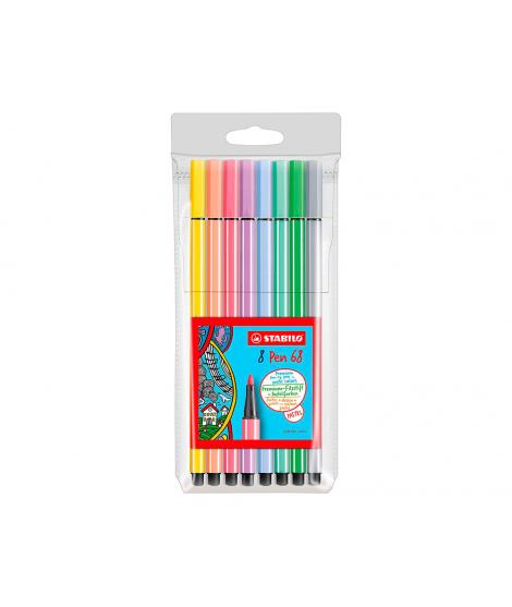 Stabilo Pen 68 Pack de 8 Rotuladores Acuarelables - Punta de Fibra - Trazo de 1mm aprox. - Tinta a Base de Agua - Capuchon Venti