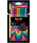 Stabilo Pen 68 Arty Pack de 12 Rotuladores - Punta de Fibra - Trazo de 1mm aprox. - Tinta a Base de Agua - Capuchon Ventilado - 