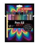 Stabilo Pen 68 Arty Pack de 18 Rotuladores - Punta de Fibra - Trazo de 1mm aprox. - Tinta a Base de Agua - Capuchon Ventilado - 