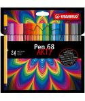 Stabilo Pen 68 Arty Pack de 24 Rotuladores - Punta de Fibra - Trazo de 1mm aprox. - Tinta a Base de Agua - Capuchon Ventilado - 