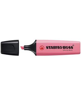 Stabilo Boss 70 Pastel Marcador Fluorescente - Trazo entre 2 y 5mm - Recargable - Tinta con Base de Agua - Color Rosa Cerezo en 