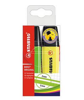 Stabilo Boss 70 Pack de 2 Marcadores Fluorescentes - Trazo entre 2 y 5mm - Recargable - Tinta con Base de Agua - Colores Surtido
