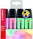 Stabilo Boss 70 Pastel Pack de 4 Rotuladores Marcadores Fluorescentes - Trazo entre 2 y 5mm - Recargable - Tinta con Base de Agu