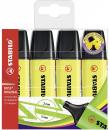 Stabilo Boss 70 Pack de 4 Marcadores Fluorescentes - Trazo entre 2 y 5mm - Recargable - Tinta con Base de Agua - Color Amarillo 
