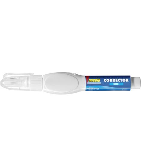 Imedio Boligrafo Corrector 8ml - Cuerpo Blando, Facil de Apretar - Punta Metalica para una Aplicacion Precisa - Secado Rapido