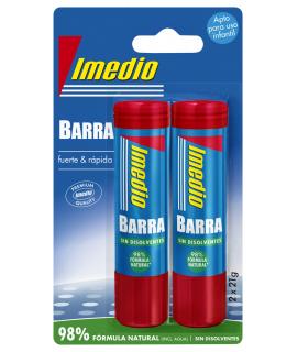 Imedio Pack de 2 Barras de Pegamento de 21grs - Sin Disolventes - Lavable - Apto para Uso Escolar