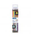 Milan Pack de 6 Lapices Bicolores Triangulares - Mina de 2.9mm - Forma Ergonomica - Resistente a la Rotura - Colores Fluo y Meta