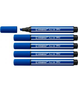 Stabilo Pen 68 MAX Rotulador - Punta de Fibra Biselada - Trazo entre 1-5mm aprox. - Tinta a Base de Agua - Color Azul Marino