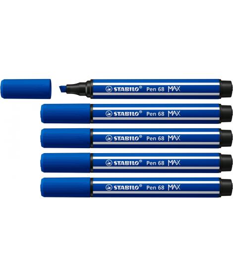 Stabilo Pen 68 MAX Rotulador - Punta de Fibra Biselada - Trazo entre 1-5mm aprox. - Tinta a Base de Agua - Color Azul Marino