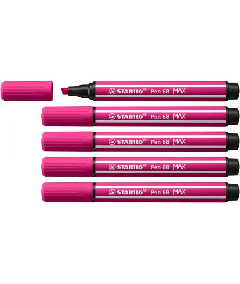 Stabilo Pen 68 MAX Rotulador - Punta de Fibra Biselada - Trazo entre 1-5mm aprox. - Tinta a Base de Agua - Color Rosa