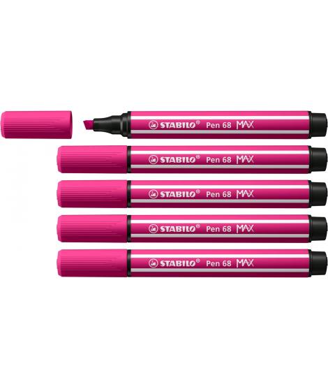 Stabilo Pen 68 MAX Rotulador - Punta de Fibra Biselada - Trazo entre 1-5mm aprox. - Tinta a Base de Agua - Color Rosa