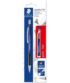 Staedtler Pack de 1 Portaminas 779 de 0.5mm + 1 Tubo de 12 Minas - Zona de Agarre Ergonomica - Resistente a Roturas