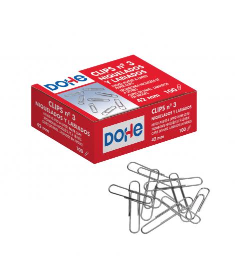 Dohe Pack de 100 Clips Labiados Nº3 42mm - Niquelados