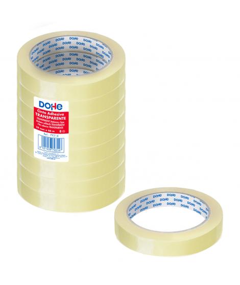 Dohe Pack de 8 Cintas Adhesivas Transparente de Polipropileno 19mm x 66m