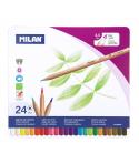Milan Pack de 24 Lapices Hexagonales de Colores - Mina gruesa 3.5mm - Trazo Uniforme - Resistente a la Rotura - Colores Surtidos