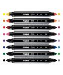 Milan Pack de 8 Rotuladores Maxi Bicolor Doble Punta - Punta Conica 7.5mm - Tinta al Agua - Lavable - Colores Surtidos