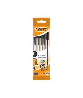 Bic Cristal Original Pack de 5 Boligrafos de Bola - Punta Redonda de 1.0mm - Trazo 0.4mm - Tinta con Base de Aceite - Color Negr