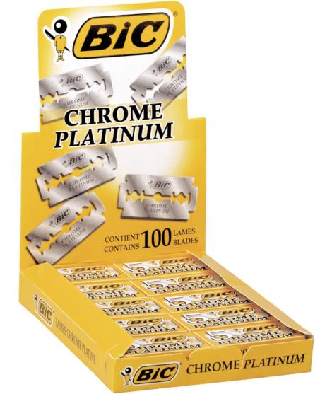 Bic Chrome Platinum Expositor de 20 Cajas de 5 Hojas de Afeitar Doble Filo