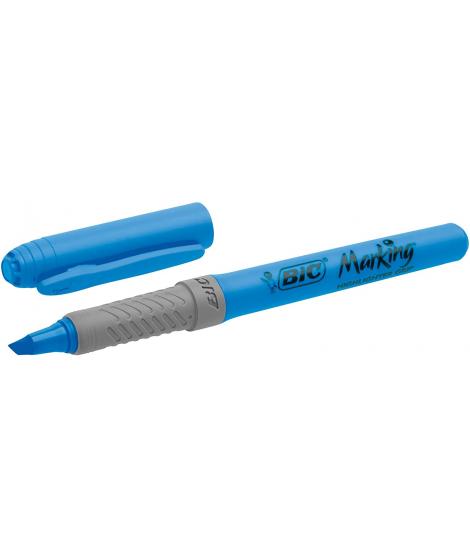 Bic Highlighter Grip Marcador Fluorescente - Tinta con Base de Agua - Punta Biselada - Trazo entre 1.60 y 3.30 mm - Color Azul