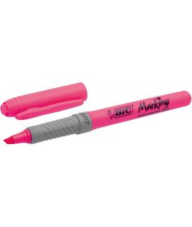 Bic Highlighter Grip Marcador Fluorescente - Tinta con Base de Agua - Punta Biselada - Trazo entre 1.60 y 3.30 mm - Color Rosa