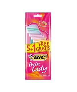 Bic Twin Lady Pack de 5+1 Maquinillas de Depilacion Desechables de 2 Hojas