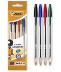 Bic Cristal Original Pack de 4 Boligrafos de Bola - Punta Redonda de 1.0mm - Trazo 0.4mm - Tinta con Base de Aceite - Colores Su