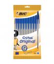 Bic Cristal Original Pack de 10 Boligrafos de Bola - Punta Redonda de 1.0mm - Trazo 0.4mm - Tinta con Base de Aceite - Color