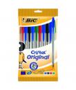 Bic Cristal Original Pack de 10 Boligrafos de Bola - Punta Redonda de 1.0mm - Trazo 0.4mm - Tinta con Base de Aceite - Colores S