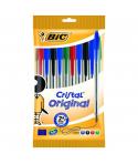 Bic Cristal Original Pack de 10 Boligrafos de Bola - Punta Redonda de 1.0mm - Trazo 0.4mm - Tinta con Base de Aceite - Colores S