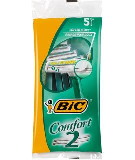 Bic Confort 2 Pack de 5 Maquinillas de Afeitar Desechables de 2 Hojas - Tira Lubricante con Aloe Vera