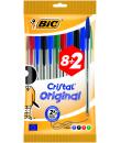 Bic Cristal Original Pack de 10 Boligrafos de Bola - Punta Redonda de 1.0mm - Trazo 0.4mm - Tinta con Base de Aceite - Colores