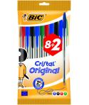 Bic Cristal Original Pack de 10 Boligrafos de Bola - Punta Redonda de 1.0mm - Trazo 0.4mm - Tinta con Base de Aceite - Colores S