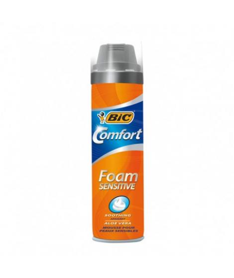 Bic Foam Sensitive Comfort Espuma de Afeitar - Facil de Aplicar - Contiene Aloe Vera - Capacidad 250ml