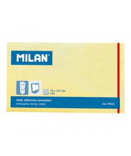 Milan Bloc de 100 Notas Adhesivas - Removibles - 76mm x 127mm - Color Amarillo Claro