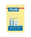 Milan Bloc de 100 Notas Adhesivas - Removibles - 50mm x 76mm - Color Amarillo Claro