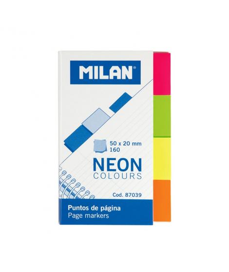 Milan Bloc de 160 Puntos de Pagina Neon - Removibles - Medidas 50mm x 20mm - Colores Surtidos